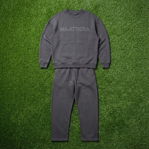 Men <b>Charcoal</b> Gray Sweatshirt <b>Jogger</b> Set Rhinestone Lettering Crewneck Matching Two Piece Tracksuit Streetwear - Product Image 5