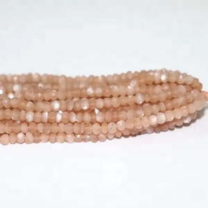 Cuentas de piedra suelta Rondelle facetadas de piedra lunar de melocotón Natural de 3mm para accesorios de fabricación de joyas, cuentas a granel más vendidas a la venta - Product Image 2