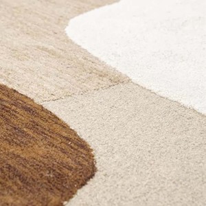 Abstract Irregular Shape Rug Beige Brown Modern Hand Tufted Carpet Minimalist Artistic Area Rug for Bedroom Living Room Decor - Product Image 4