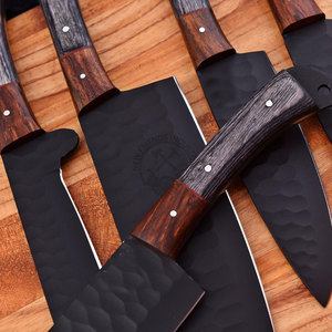 Nuevo Juego de Cuchillos de Cocina de Lujo de 5 Piezas, Hechos a Mano, con Hoja de Acero J2, Recubrimiento en Polvo, Acabado Martillado, Ambidiestros, Venta al Por Mayor - Product Image 3