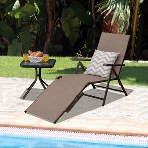 Sdraio Pieghevole da Patio con Schienale e Poggiapiedi per Uso in Spiaggia - Product Image 2