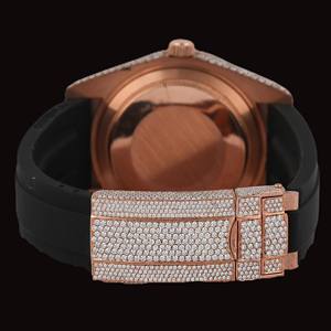 Reloj de Pulsera Unisex de Lujo, Moderno, con Esfera Negra Semi-Engastada, Cronógrafo, Diamantes Moissanite VVS, Estilo Hip Hop Personalizado, Correa de Goma Negra - Product Image 3