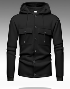 Mens Hooded Sweatshirt 100% Cotton Fleece 370g Regular Fit Solid Color Casual Autumn Wear Pockets Heat Transfer Printed - Product Image 5