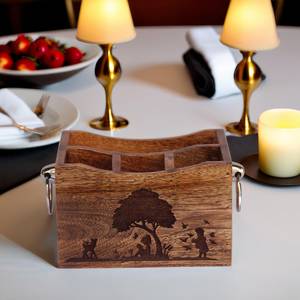 Boîte de rangement pour couverts, serviettes, condiments et accessoires de cuisine en bois de qualité supérieure, disponible à la vente - Product Image 2