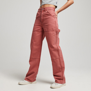 Pantalones Cargo Vintage Ecológicos de Cintura Alta para Mujer, Corte Regular, Largos, Color Sólido, Mezclilla de Algodón, Estilo Casual de Primavera, Rojo - Product Image 3