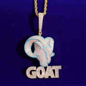 Collar Hip Hop para Hombre con Colgante GOAT Iced Out de Plata de Ley 925, Moissanita y Baño de Rodio - Product Image 3