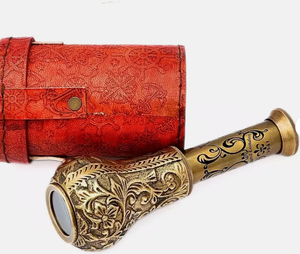 Telescopio marino vintage de latón, monocular náutico portátil con estuche de cuero repujado, regalo decorativo - Product Image 2