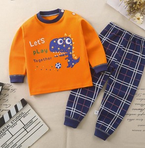 Ensemble pyjama à manches longues pour filles, avec imprimé baleine, pantalon rayé bleu, vêtements de nuit confortables - Product Image 6