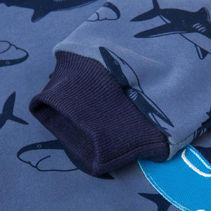 Sudadera con capucha y cremallera con estampado de tiburón para niños, chaqueta de punto azul informal unisex, ropa de otoño, sudaderas con capucha para niños - Product Image 5