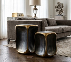 Mesas de Centro Modernas Apilables Favoritas de Instagram, Muebles Contemporáneos para Sala de Estar con Base de Metal - Product Image 1
