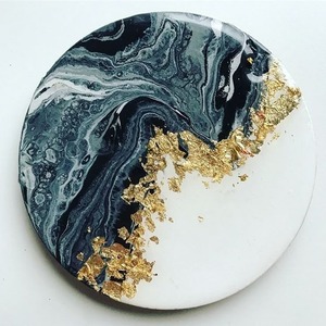 Square Epoxy Resin <b>Coaster</b> <b>Set</b> With Anti Slip Backing Durable Waterproof Drink Mat For Kitchen And Dining - Product Image 1