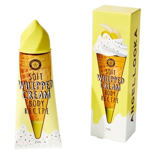 Cosmétiques coréens Angellooka SOFT WHIPPED CREAM MINERAL OIL BODY MOISTURIZER (parfum banane douce) Anti-rides Peau sèche Utilisation nocturne - Product Image 1