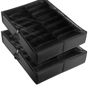 Organizzatore Pieghevole in Metallo per Scarpe Sotto il Letto, 32 Scomparti, Finestra Trasparente, Set di 2 - Product Image 3