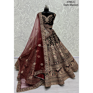 Indian Bridal Wear <b>Velvet</b> Collections for Bride With Zarkhan Work by Fabzone - Product Image 4