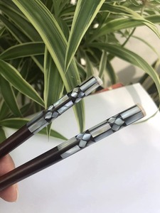 Shell Inlaid Wooden <b>Chopsticks</b> Traditional Chinese Design High Gloss Eco-Friendly <b>Reusable</b> Flatware Set for Party - Product Image 2