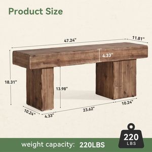 Farmhouse-Style Solid Wood Entrance <b>Benches</b> <b>Indoor</b> Bed End Chairs for Living Rooms and Bedrooms - Product Image 5