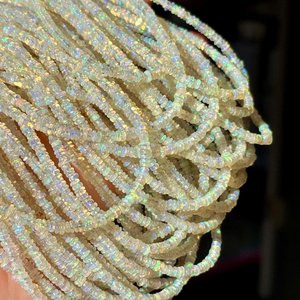 Natural Ethiopian Opal Smooth Rondelle Beads 3mm 16 Inches AAA Welo Opal Center <b>Drilled</b> Strands for Jewelry Making Wholesale - Product Image 3