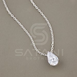 Moissanite Pear Cut Solitaire <b>Pendant</b> Necklace in 14K <b>Solid</b> <b>Gold</b> | Elegant Teardrop Moissanite Diamond <b>Pendant</b> for Women - Product Image 2