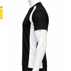 SAMAVIA Men's Black White Color Blocked <b>Raglan</b> <b>Sleeve</b> <b>T</b>-<b>Shirt</b> O-Neck Quick Dry Sporty Regular Fit Knitted Polyester - Product Image 3