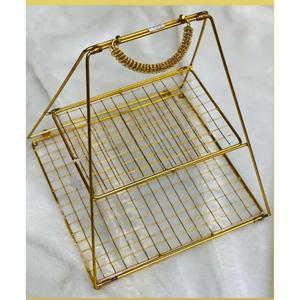 Luxury Gold Metal <b>Mesh</b> <b>Basket</b> With Floral Design Handmade For Gifting Wedding Anniversary Diwali Gift Ideas Gift Hamper <b>Baskets</b> - Product Image 4
