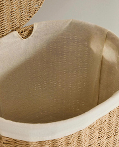 Cesta de Almacenamiento Circular Moderna y Ecológica con Tapa e Interior de Tela, Diseño Elegante, Venta al Por Mayor OEM/ODM desde Hanoi, Tendencia Actual - Product Image 4