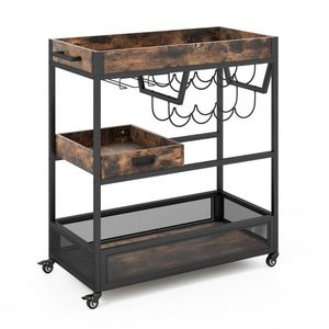 Carrello di Servizio Industriale a 3 Ripiani con Portabottiglie - Product Image 4