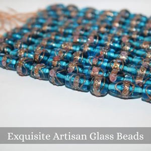 Perles en verre soufflé à la main Aqua Lampwork de EXCEL EXPORTS, brin de 8 pouces |   Gâteau de mariage artistique au design mixte |   Artisanat multi-formes - Product Image 2
