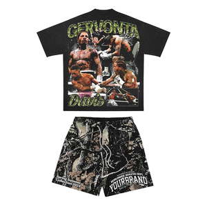 Conjunto Deportivo de 2 Piezas para Hombre, Estilo Urbano, Ecológico, de Invierno, con Camiseta de Poliéster/Algodón y Pantalones Cortos de Malla - Product Image 6