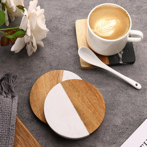 Posavasos Ecológicos Hechos a Mano con Incrustaciones de Mármol y Madera de Acacia, Estilo Americano, SHEERI HANDICRAFTS, 4 Pulgadas, 4 mm de Grosor, Modernos - Product Image 4