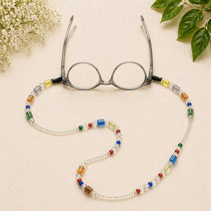 Correa para Gafas Antideslizante con Cuentas Coloridas Jaunty ES-1087, con Cuentas de Vidrio Transparentes, 70 cm de Longitud para un Uso Seguro - Product Image 2