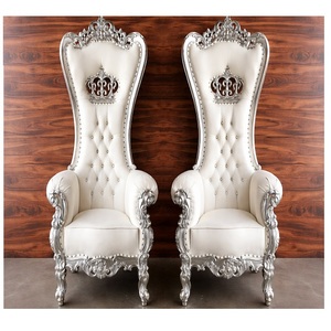 ชุดเก้าอี้งานแต่งงานสไตล์บอลลีวูดแบบอินเดีย เก้าอี้บัลลังก์งานแต่งงานสีงาช้างสุดหรู เก้าอี้งานแต่งงานแบบพระมหาราชา สหรัฐอเมริกา - Product Image 5