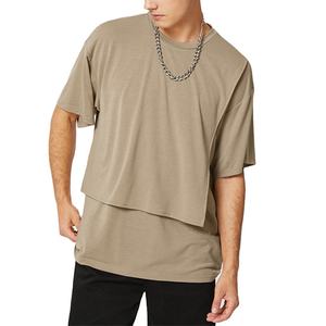 Camisetas personalizadas al por mayor de alta calidad Camiseta de algodón con cuello redondo Caja sólida Camiseta en blanco para hombre Boxy Fit - Product Image 2