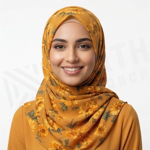 Hiyab de Chifón con Estampado Floral para Mujer, Suave al Tacto, para Uso Diario, Pañuelo Étnico de Oriente Medio - Product Image 4