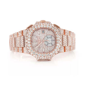 Montre personnalisée en moissanite sertie de diamants VVS, style hip-hop, luxe, acier inoxydable, quartz, bracelet 20 mm, cadran en verre - Product Image 1
