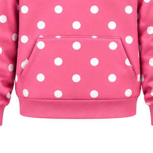 Custom Pink <b>White</b> Polka Dot <b>Women</b> Pullover <b>Hoodie</b> Casual Fleece Hooded Sweatshirt Drawstring Long Sleeve Front Kangaroo Pocket - Product Image 6