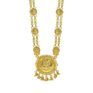 ขายส่ง14K 18K 24K สร้อยคอชุบทอง lakshmi Mala โซ่วัดยาวจี้เหรียญ lakshmi ห้อยลูกปัดห้อยพู่ - Product Image 3