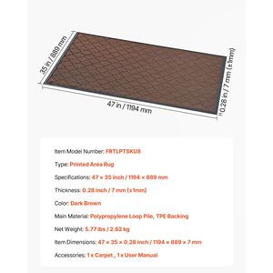 Tappeto Moderno ed Elegante 47 x 35 Pollici per Uso Commerciale, Tappetino Antiscivolo a Pelo Ricciolo per Interni ed Esterni con Base in TPE - Product Image 5