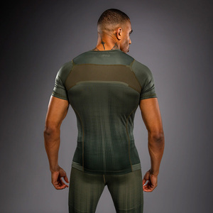 <b>Mens</b> Breathable <b>Compression</b> Rash Guard Short Sleeve Fitness Muscle Training <b>Shirt</b> Polyester Quick Dry Custom Logo - Product Image 1