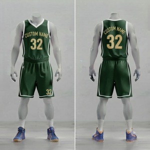 Ensemble Maillot et Short de Basketball Personnalisé Vert Or – Tenue d'Équipe Respirante en Maille – Vente en Gros Fabricant - Product Image 1