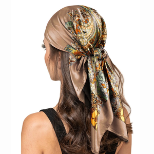 Pañuelos de satén cuadrados de moda para mujer, pañuelos ligeros para el cuello, bandanas para el cabello, pañuelos grandes para la cabeza, hiyabs para mujer - Product Image 4