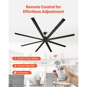 Ventilatore da soffitto moderno a 8 pale in alluminio con telecomando a 6 velocità e motore DC reversibile (montaggio a filo a basso profilo da 96 pollici) - Product Image 5