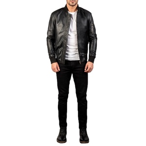 Low Price Men's Coated <b>Camouflage</b> Leather Jacket Plus Size Casual Wear Genuine Leather Stand Collar Front Logo Made in Pakistan - Product Image 5
