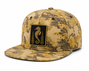 Wholesale 5 Panel Structured <b>Camo</b> Hat Outdoor Fishing Streetwear Snapback <b>Cap</b> Gold Custom Woven Patch Logo High Quality Hat - Product Image 2