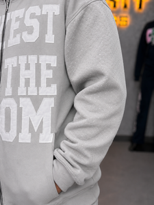 Sudadera con capucha personalizada para hombre con cremallera y parche bordado, de algodón oversize, estilo FRENCH TERRY, informal, para otoño - Product Image 3