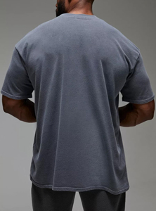 T-shirts formels tricotés pour hommes en gros, 50 % coton 50 % polyester, logo personnalisé sérigraphié, couleur unie, coupe classique, manches courtes - Product Image 2