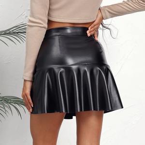 Jupe mini plissée taille haute en cuir véritable noir pour femme 2026, douce, moulante, respirante, séchage rapide, idéale pour l'hiver, décontractée ou soirée - Product Image 2