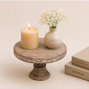 Eco-Friendly Solid Wood White Wash Cake Pedestal Elegant Distressed Finish <b>Cupcake</b> Holder For Luxury Event Catering Restaurant - Product Image 2