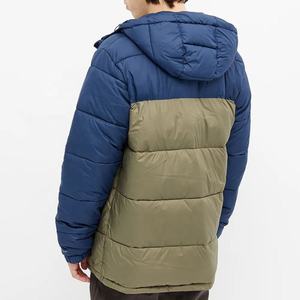 Custom Two Tone Men's Winter Puffer <b>Jacket</b> Hooded Warm Quilted Outerwear Coat Color Block <b>Waterproof</b> Padded <b>Parka</b> for Men - Product Image 2