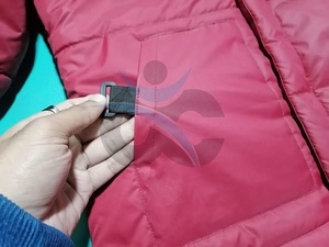 ORCAFITS Custom <b>Thin</b> <b>Puffer</b> <b>Jacket</b> with Stand Collar Red Hooded <b>Puffer</b> <b>Jacket</b> Long Winter Coat With Patch Design Windproof - Product Image 5