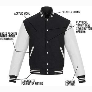 OEM Manufacturer High Quality <b>Men's</b> Varsity <b>Jacket</b> Custom <b>Baseball</b> Letterman Stand Embroidery High Street Varsity <b>Jackets</b> - Product Image 5